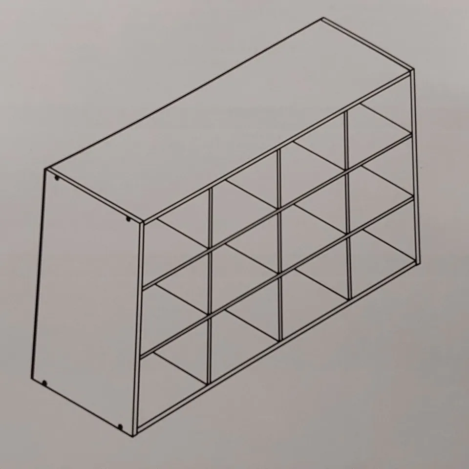 BOXED WOODEN 12 PAIR SHOE STORAGE CABINET - BLACK (1 BOX)