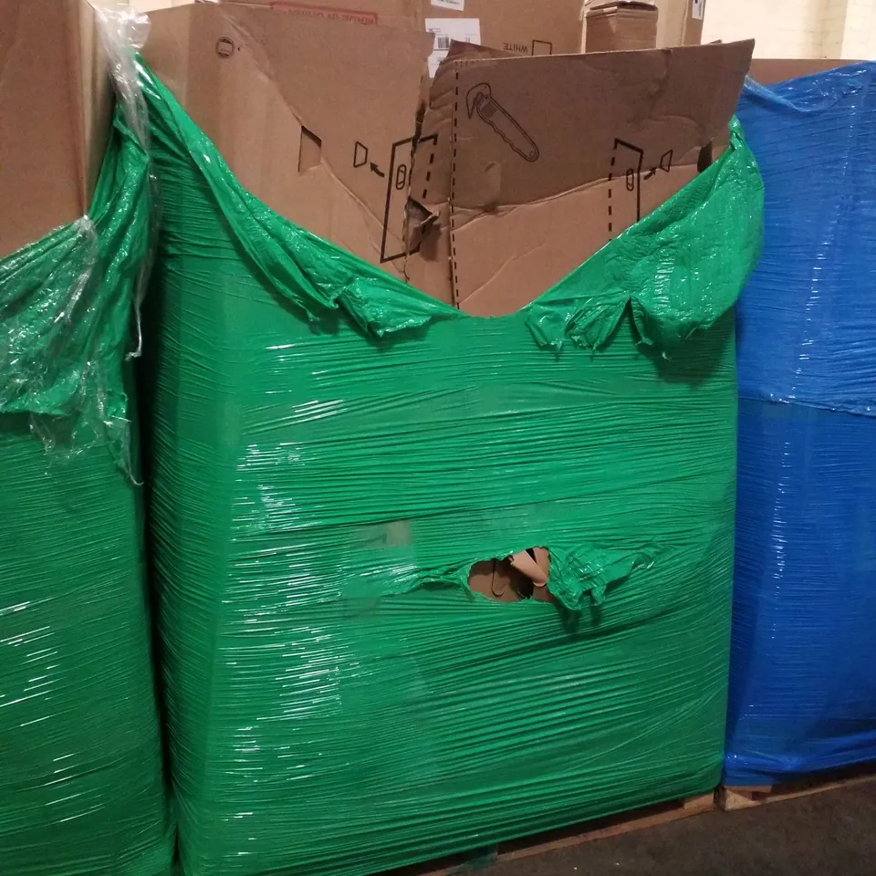 PALLET CONTAINING ASSORTED PRODUCTS TO INCLUDE MUTE SEAT COVER, FOLDING BED, PET BALL THROWER, PET CARRIER, SUP BOARD 