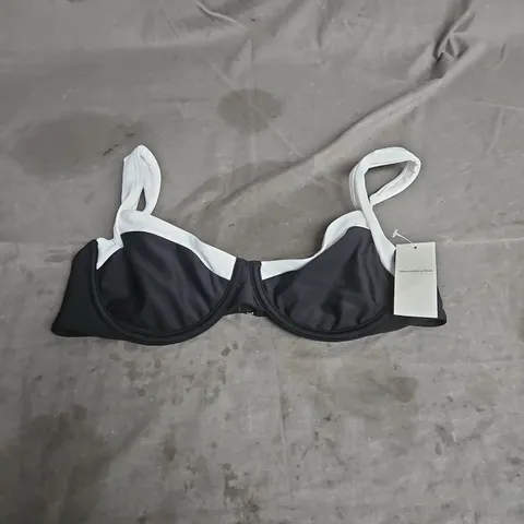 ABERCROMBIE & FITCH UNDERWIRE BIKINI TOP IN BLACK/WHITE SIZE M