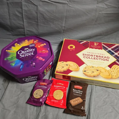 APPROXIMATELY 10 ASSORTED FOOD/DRINK PRODUCTS TO INCLUDE SHORTBREAD, QUALITY STREET, DIGESTIVES ETC 