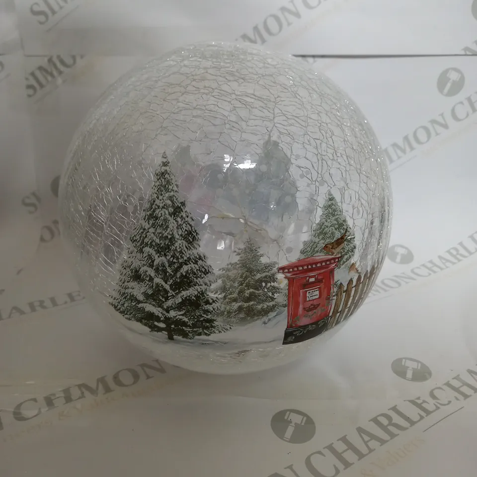 FESTIVE PRE-LIT SCENIC CRACKLE GLASS SPHERE