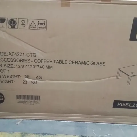BOXED RECTANGULAR COFFEE TABLE WITH CERAMIC GLASS