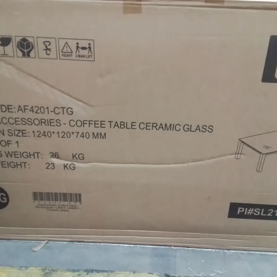 BOXED RECTANGULAR COFFEE TABLE WITH CERAMIC GLASS