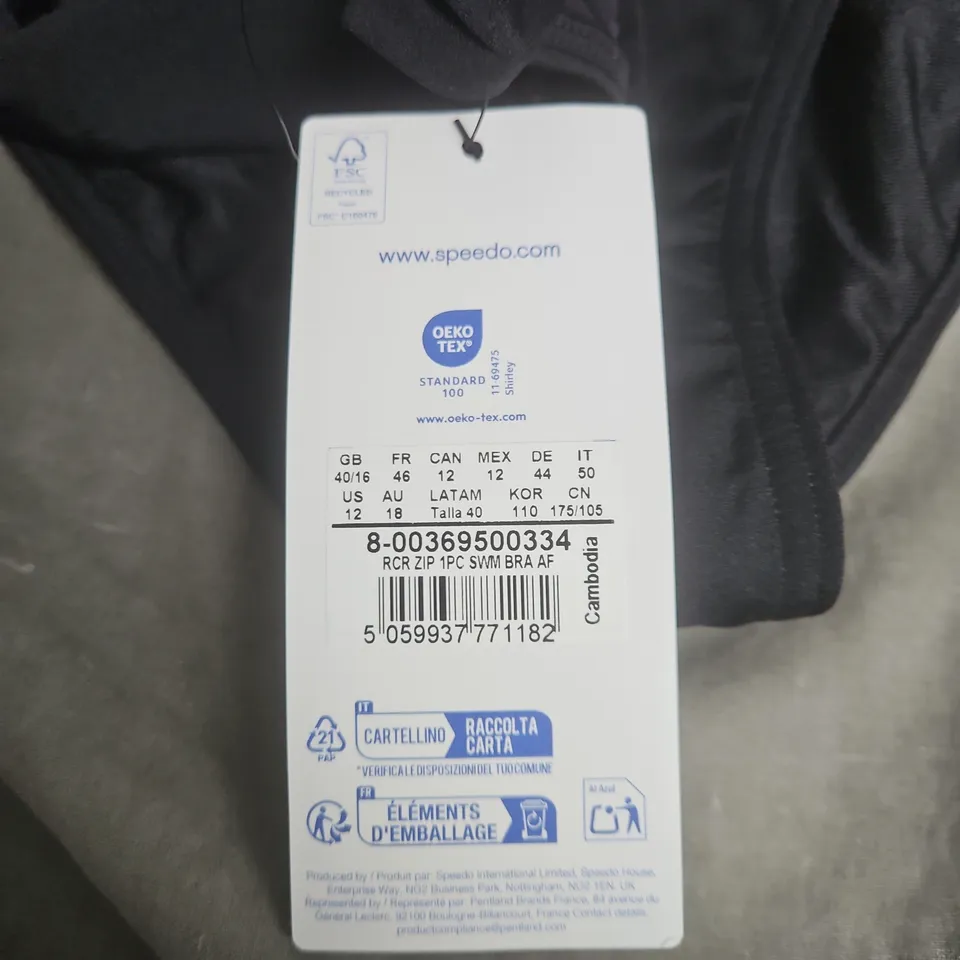 SPEEDO WOMEN’S BLACK ONE-PIECE SWIMSUIT – UK 16 (US 12)