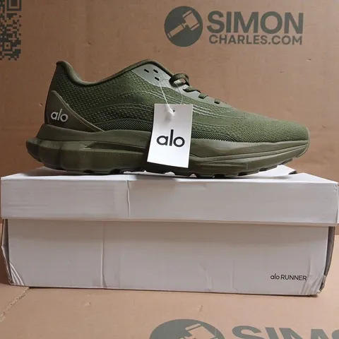 BOXED PAIR OF ALO RUNNER TRAINERS IN LIVE GREEN SIZE UK 10