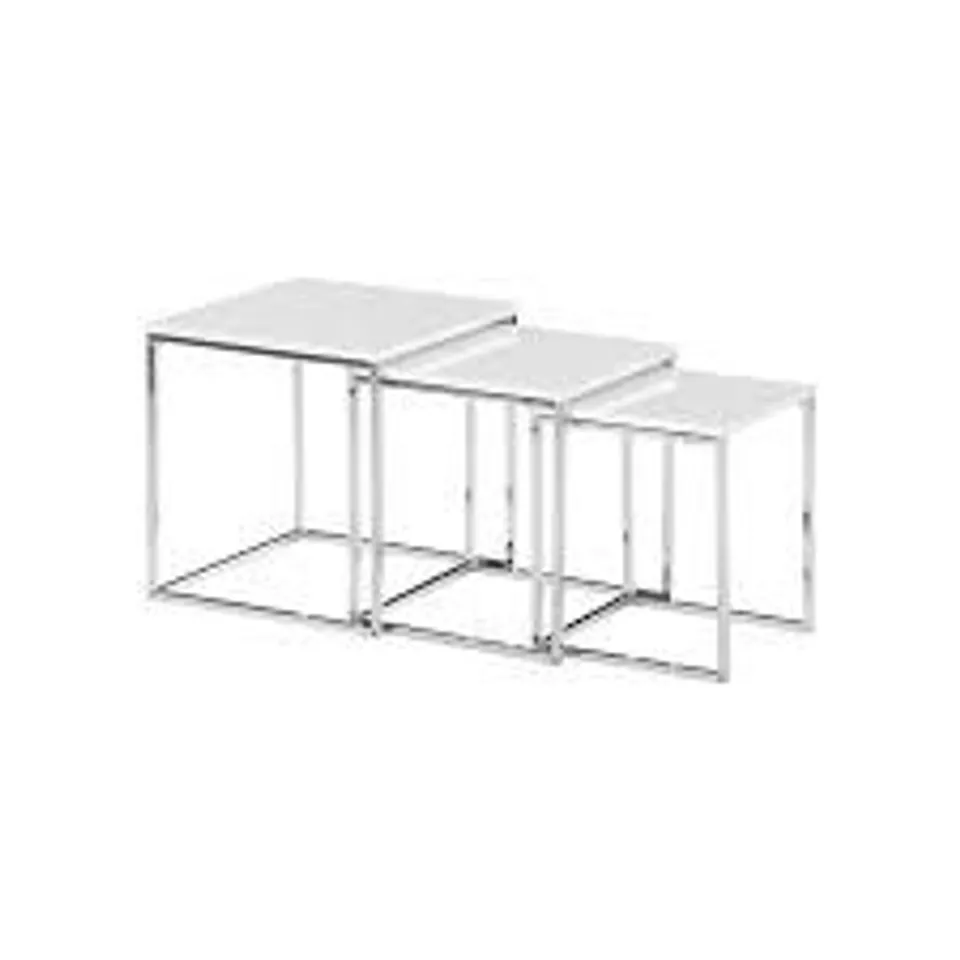 BOXED CHAVIRA NEST OF THREE TABLES WHITE/CHROME (1 BOX) RRP £68.99
