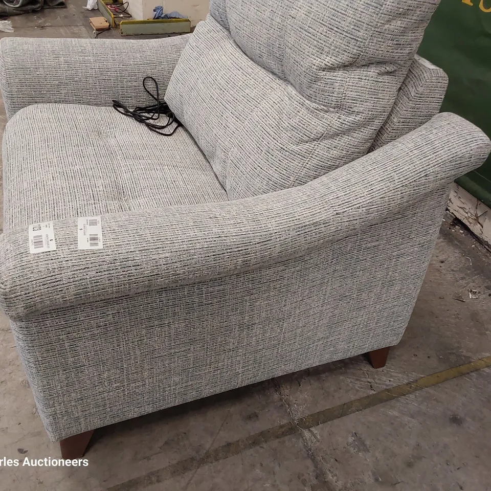 QUALITY BRITISH DESIGNER G PLAN RILEY POWER RECLINING SNUGGLER CHAIR MOORE SEA FABRIC 