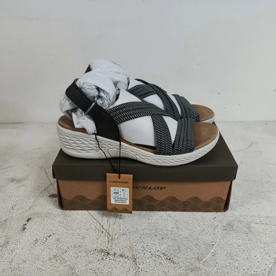BOXED PAIR OF DUNLOP TRISH SANDALS IN CHARCOAL - UK 8