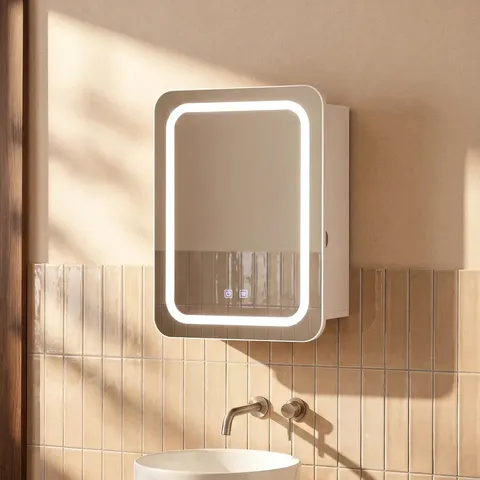 BOXED ELORA LED MIRROR CABINET WITH ANTI-FOG