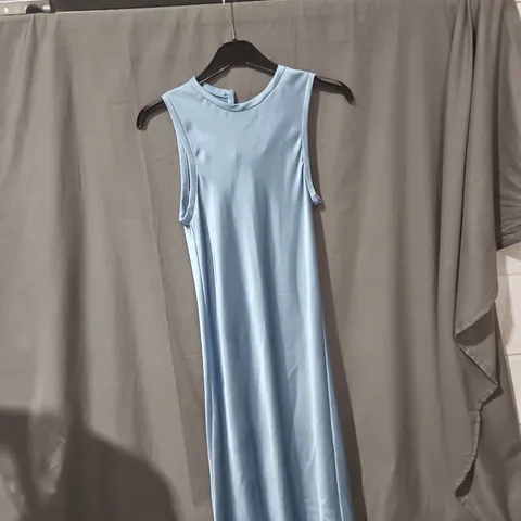 ZARA LIGHT BLUE SATIN MAXI DRESS – WOMEN'S, SLEEVELESS