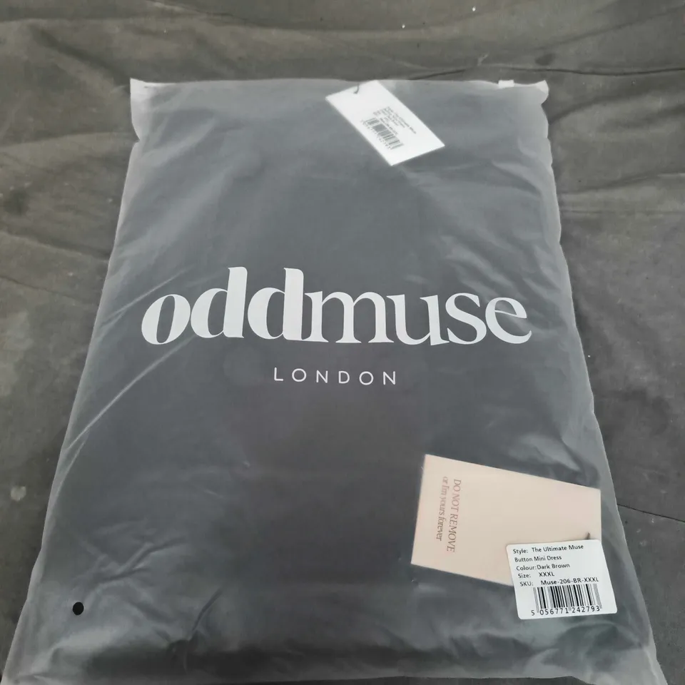 BAGGED ODDMUSE THE ULTIMATE BUTTON MINI DRESS DARK BROWN - XXXL