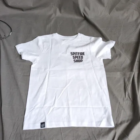 SPITFIRE SPEED SHOP KIDS T-SHIRT – WHITE, UK AGE 9–11 (134–146 CM)