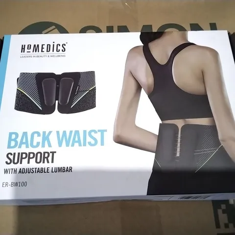 LOT OF 10 BOXED HOMEDICS BACK WAIST SUPPORT WITH ADJUSTABLE LUMBAR - (ER-BE100)