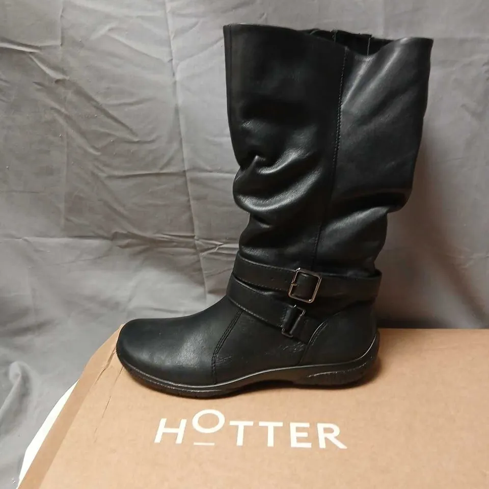 HOTTER BLACK KNEE-HIGH LEATHER BOOT – UK 5.5 (EU 39)