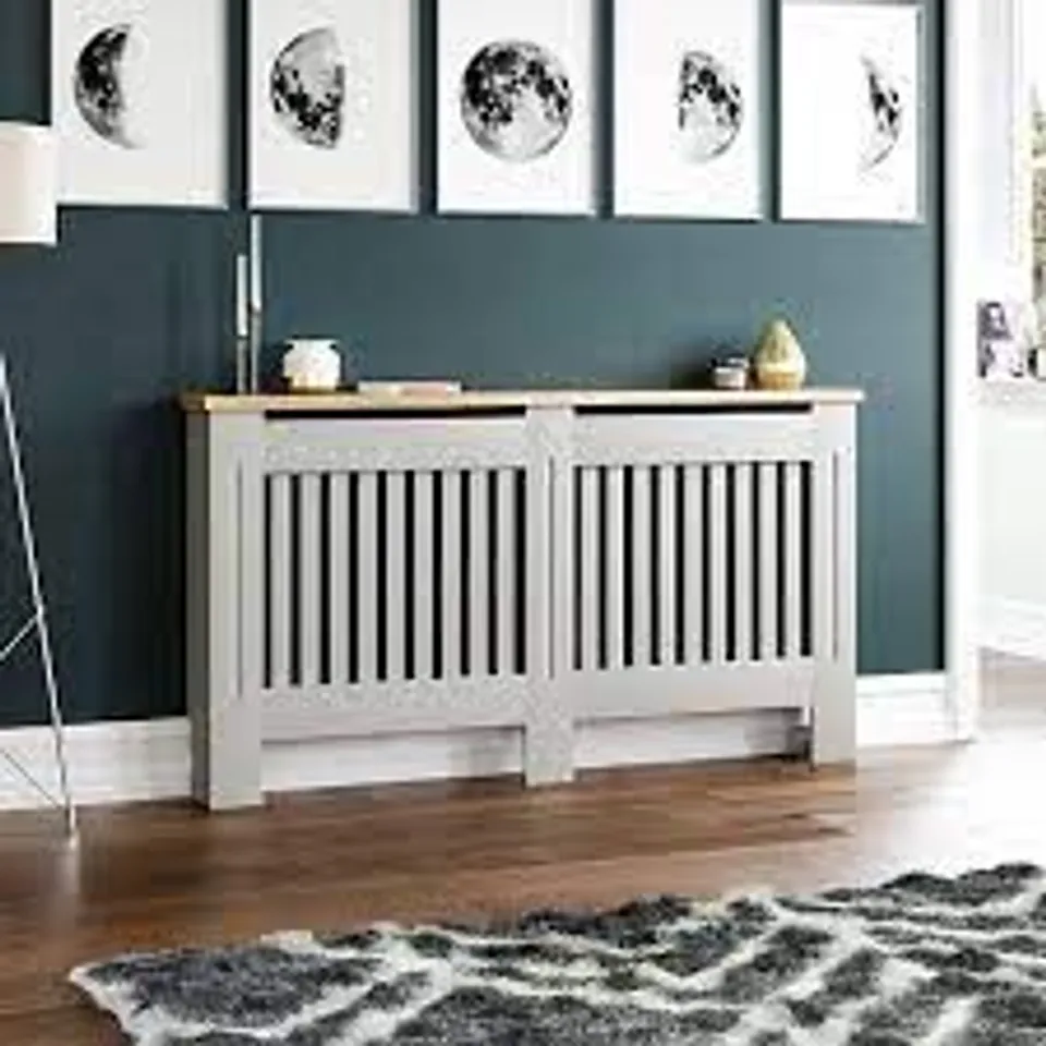 BOXED VIDA ARLINGTON RADIATOR COVER LARGE - GREY/OAK