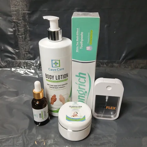 APPROXIMATEY 20 ASSORTED HEALTH AND BEAUTY PRODUCTS TO INCLUDE GAVE CARE BODY LOTION, GYM FLEX HAND SANITISER AND LONGRICH TOOTHPASTE
