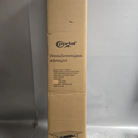 BOXED PORTAL OUTDOORS GEAR FOLDING TABLE IN WHITE 