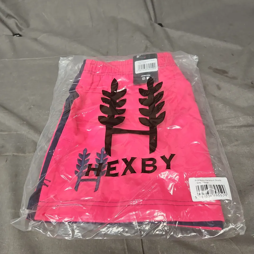 HEXBY LARGE PINK/NAVY HARLEQUIN SHORTS SLITS