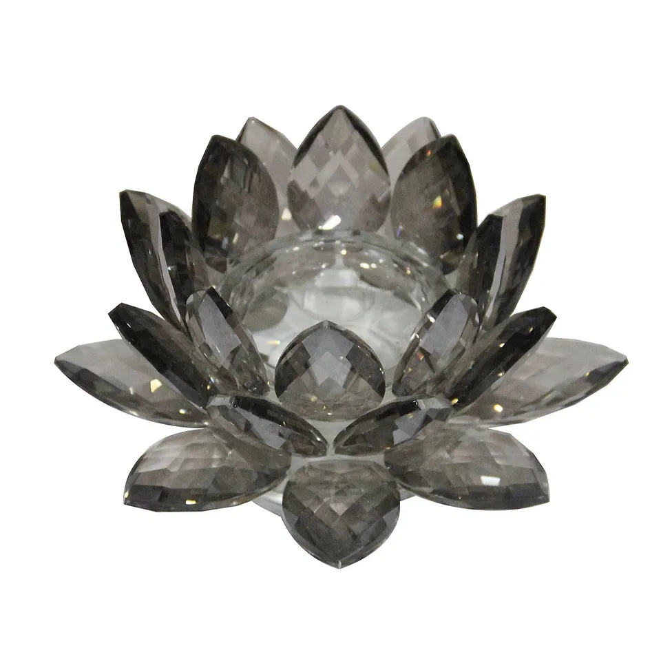 JM BY JULIEN MACDONALD LARGE LOTUS FLOWER CRYSTAL CANDLE HOLDER