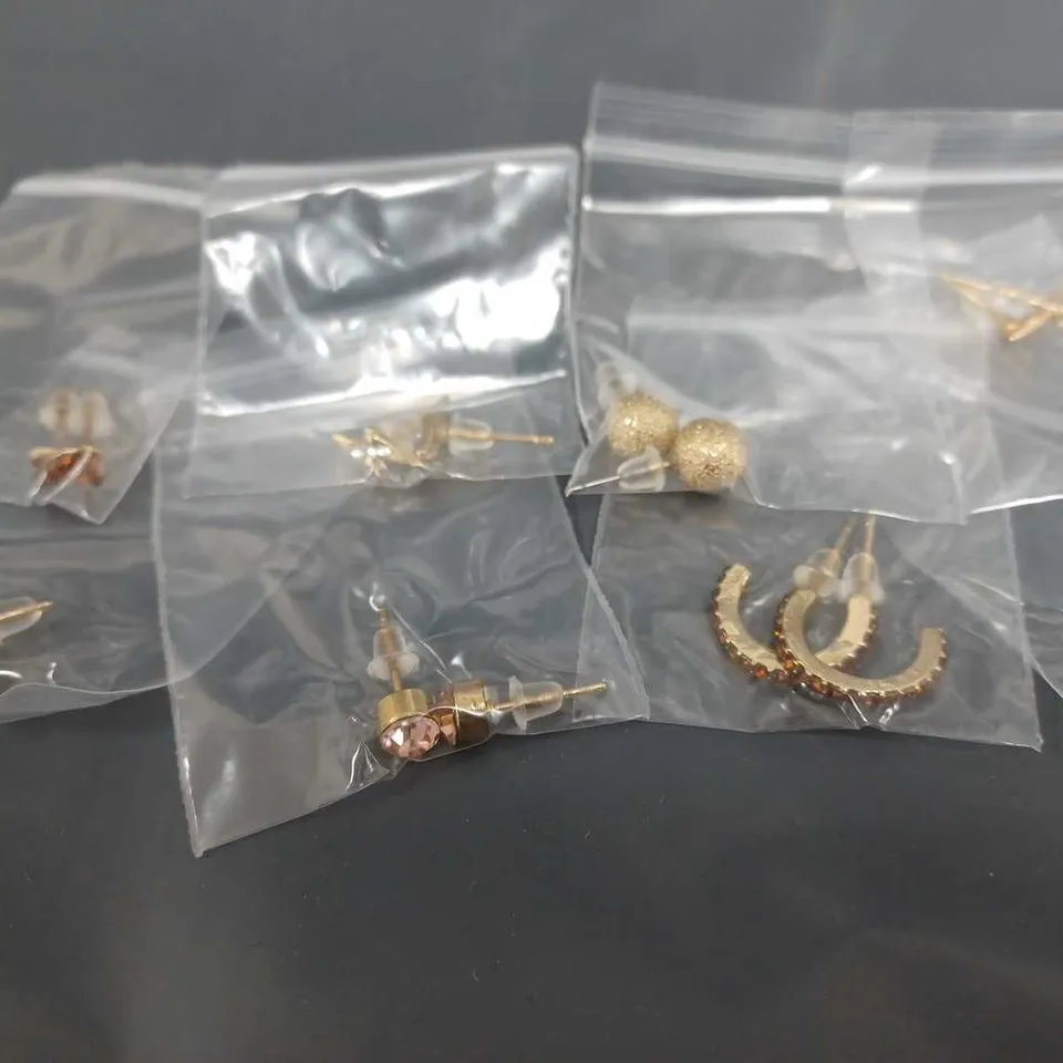 LOT OF 8 ASSORTED PAIRS OF GOLD PLATED EARRINGS