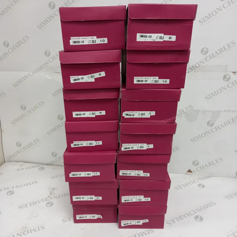 APPROXIMATELY 14 BOXED PAIR KELSI KIDS BUTTERFLY EMBROIDERED LOAFERS IN GOLD TO INCLUDE SIZES 1, 8, 9, 10, 11, 12, 13