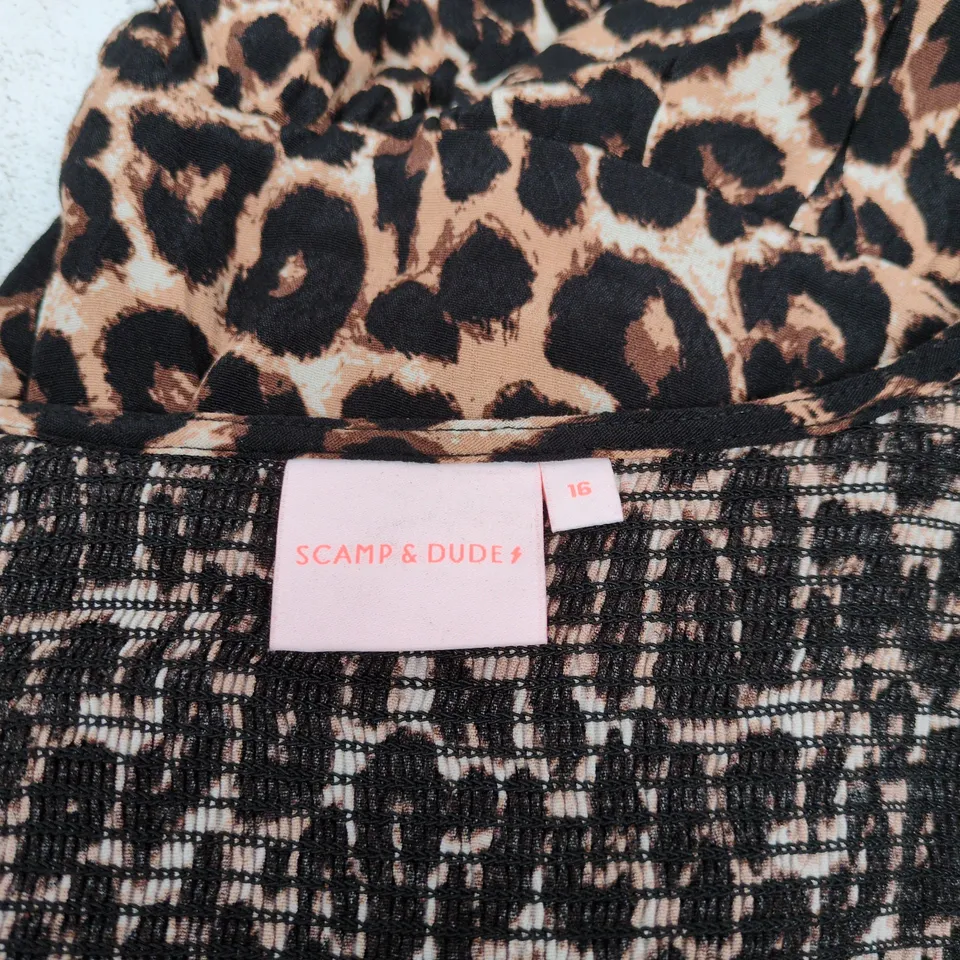 SCAMP & DUDE LEOPARD PRINT ZIP-FRONT MAXI DRESS, UK SIZE 16