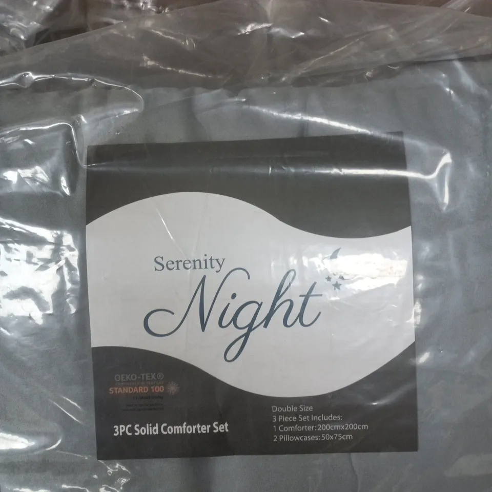 SERENITY NIGHT 3-PIECE DOUBLE SIZE DUVET COVER SET – GREY