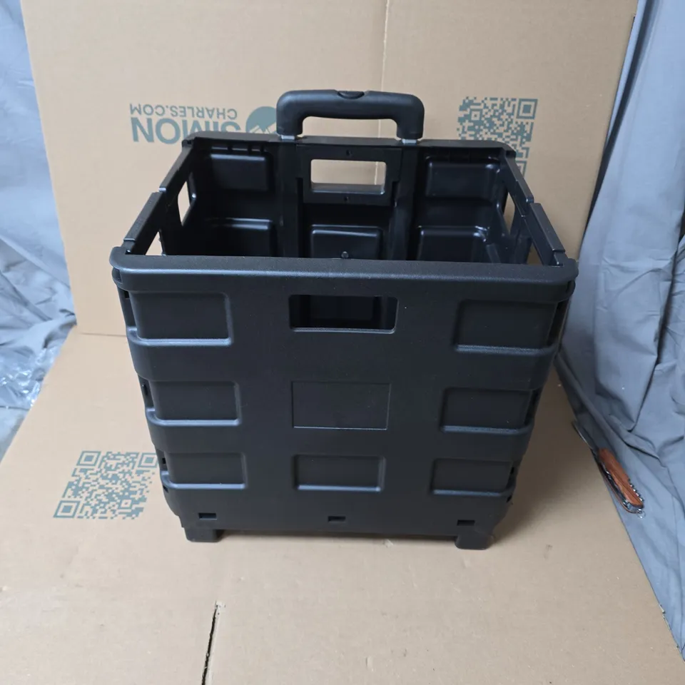 PLASTIC UTILITY CART WITH TELESCOPIC HANDLE AND WHEELS – STACKABLE STORAGE CRATE UNBOXED