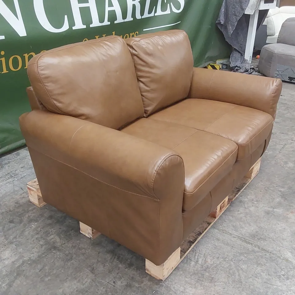 BAILEY 2 SEATER LEATHER SOFA - TAN RRP £829