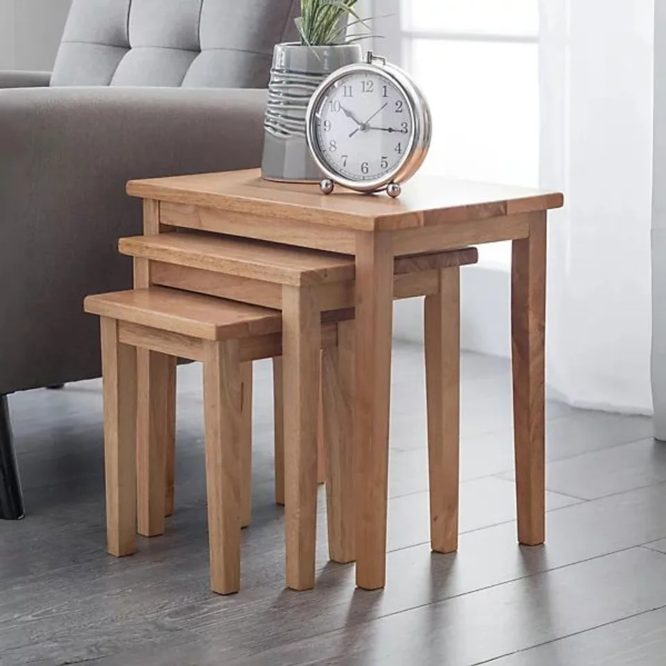 BOXED CLEO NEST OF TABLES - NATURAL OAK FINISH (1 BOX)