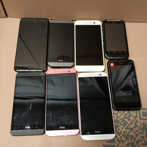 APPROXIMATELY 20 ASSORTED USED PHONES AND PHONE PARTS TO INCLUDE HTC 0P8B200, HTC 2PZC100, HTC PN07100, ETC