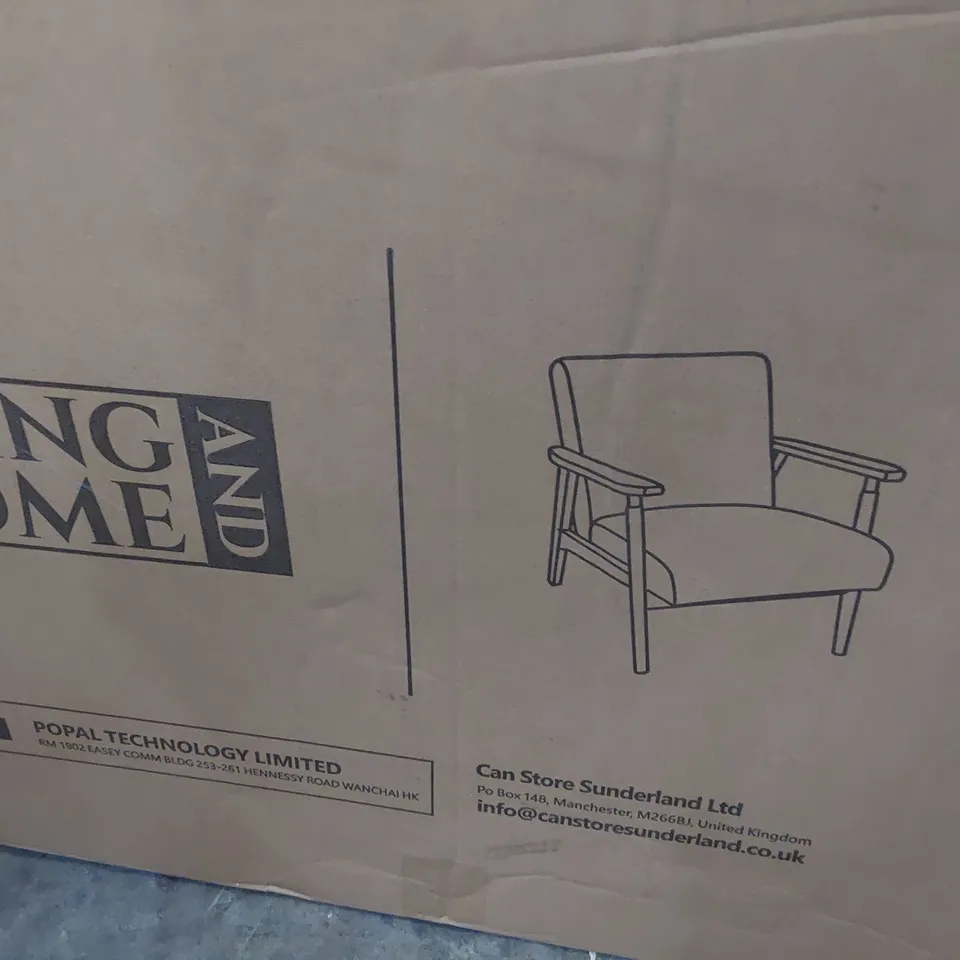 BOXED DESIGNER EASY CHAIR GREY FABRIC 