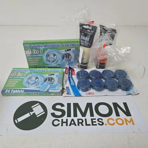 APPROXIMATELY 15 ASSORTED HOUSEHOLD ITEMS TO INCLUDE WASHING MACHINE CLEANER, PRISM CISTERN BLOCKS, LIQUITEX BASICS ACRYLIC, ETC