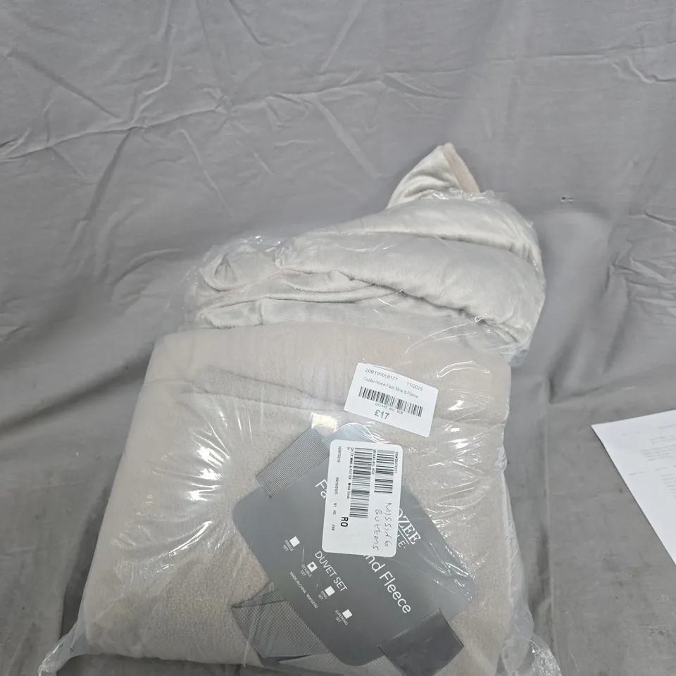 COZEE HOME FAUX MINK & FLEECE 4 PIECE DUVET SET DOUBLE GREY