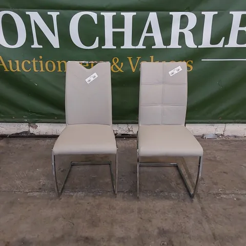 2 X ASSORTED PU FAUX LEATHER UPHOLSTERED DINING CHAIRS