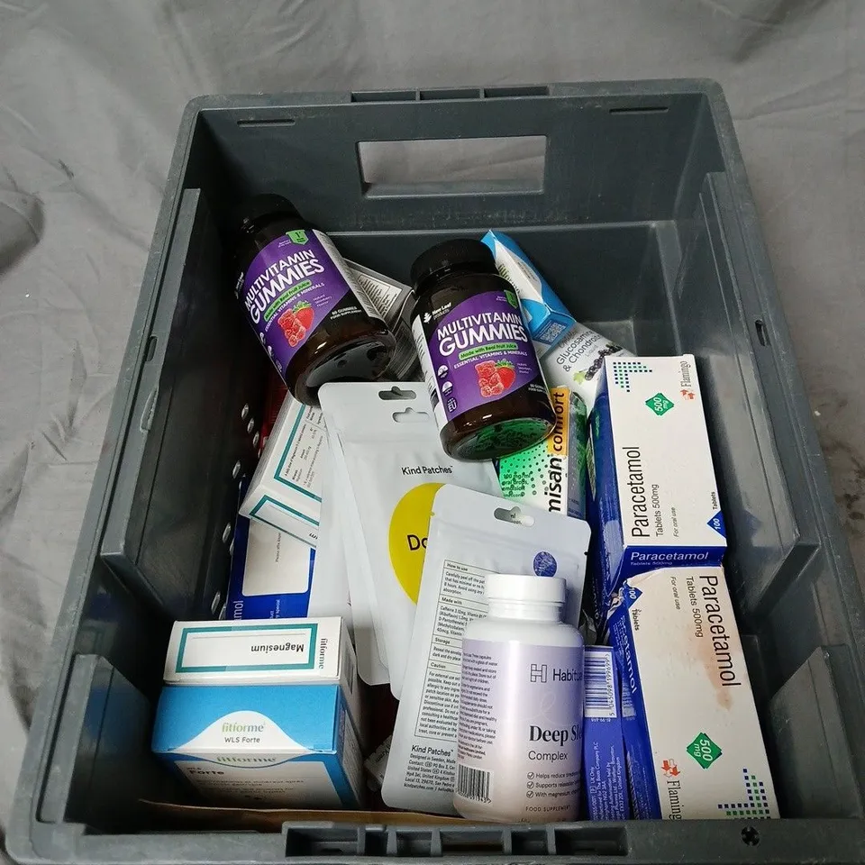 APPROXIMATELY 20 ASSORTED VITAMIN & DIETARY SUPPLEMENTS TO INCLUDE MULTIVITAMIN GUMMIES, ENERGY PATCHES, IRON TABLETS, DEEP SLEEP TABLETS ETC