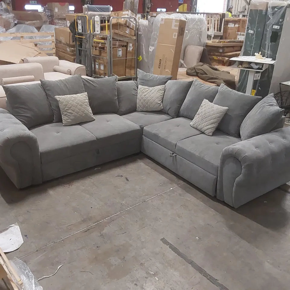 QUALITY DESIGNER CHASSIDY CORNER SOFA BED WITH STORAGE