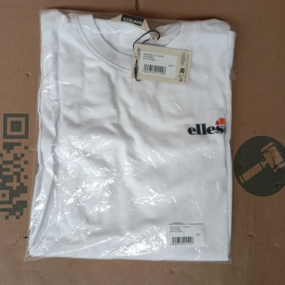 BAGGED ELLESSE MALBORY 2 T-SHIRT IN WHITE SIZE LARGE