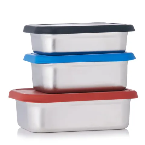 COOK'S ESSENTIALS SET OF 3 ASSORTED STAINLESS STEEL FOOD CONTAINERS