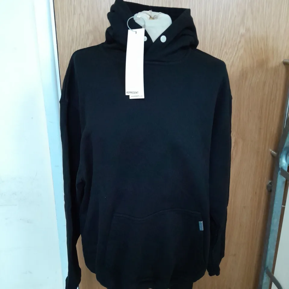 REPRESENT OWNER'S CLUB JERSEY BLANK HOODIE IN JET BLACK SIZE S