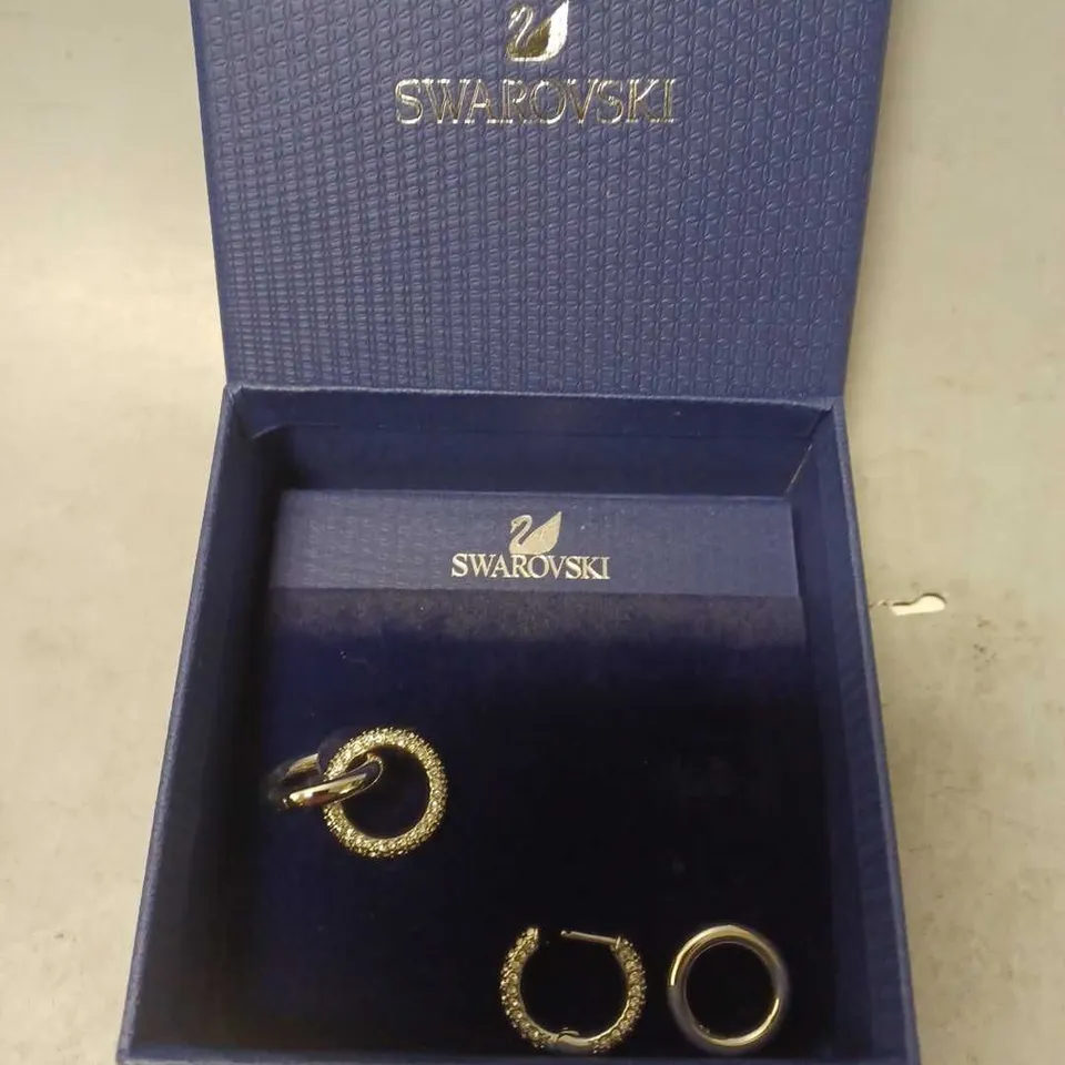 BOXED SWAROVSKI DOUBLE LINK HOOP SILVER EARRINGS 