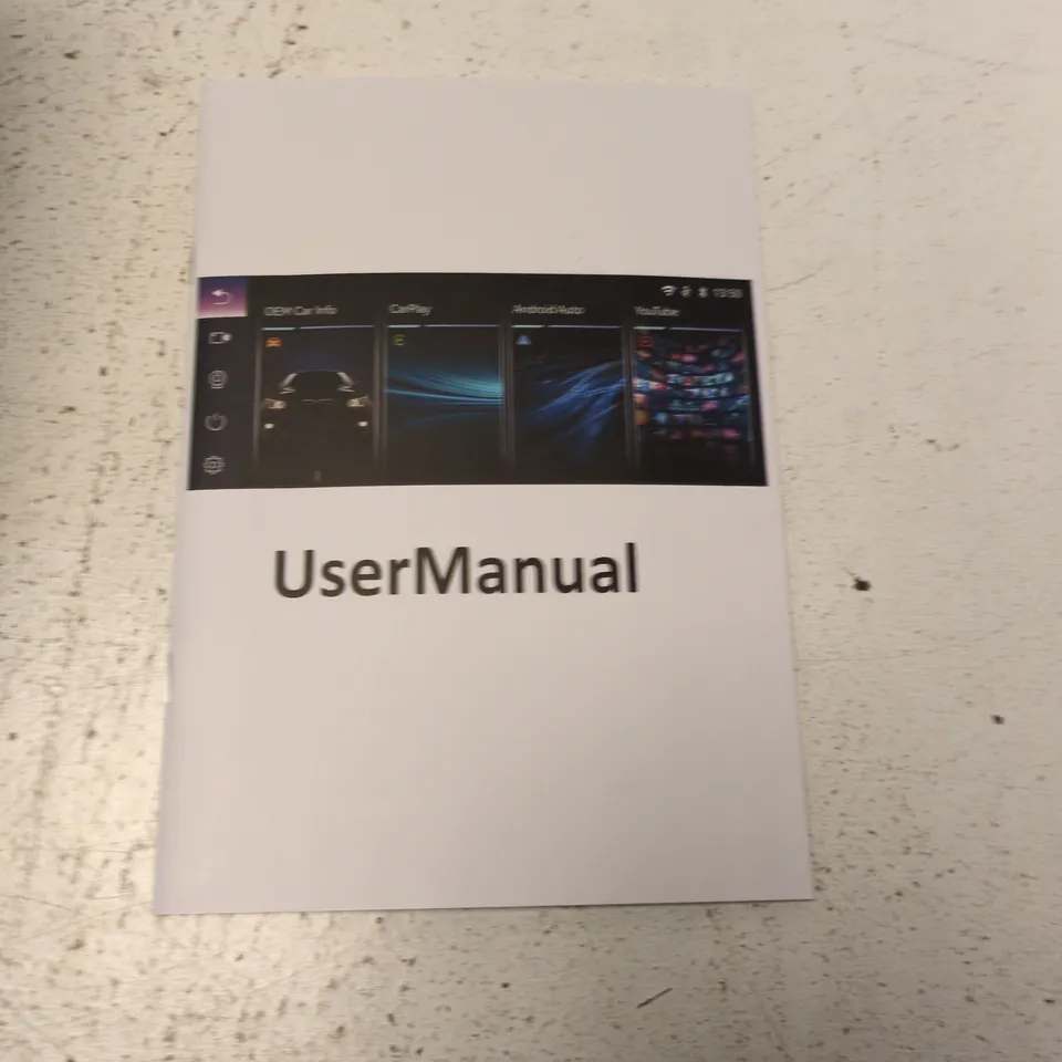 Android Auto Car screen – Black with Wiring Harness & User Manual