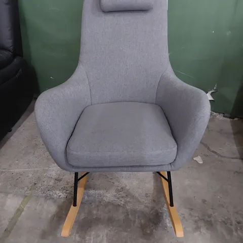 DESIGNER ROCKING CHAIR GREY FABRIC