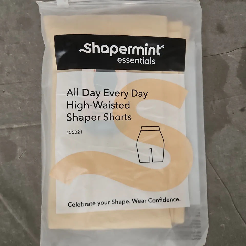 BAGGED SHAPERMINT ESSENTIALS ALL DAY EVERY DAY HIGH WAISTED SHAPER SHORTS IN SAND SIZE XL/XXL