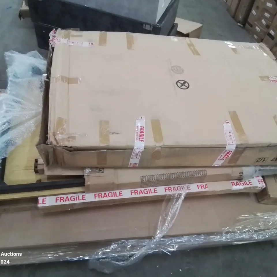 PALLET CONTAINING VARIOUS INCOMPLETE BOXED FURNITURE PARTS AND OTHER HOUSEHOLD ITEMS ETC.