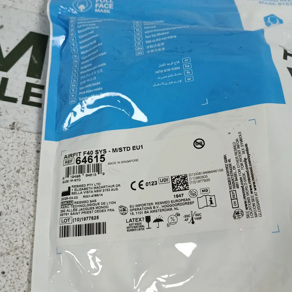 RESMED AIRFIT F40 FULL FACE MASK SYSTEM – SIZE M/STD EU1