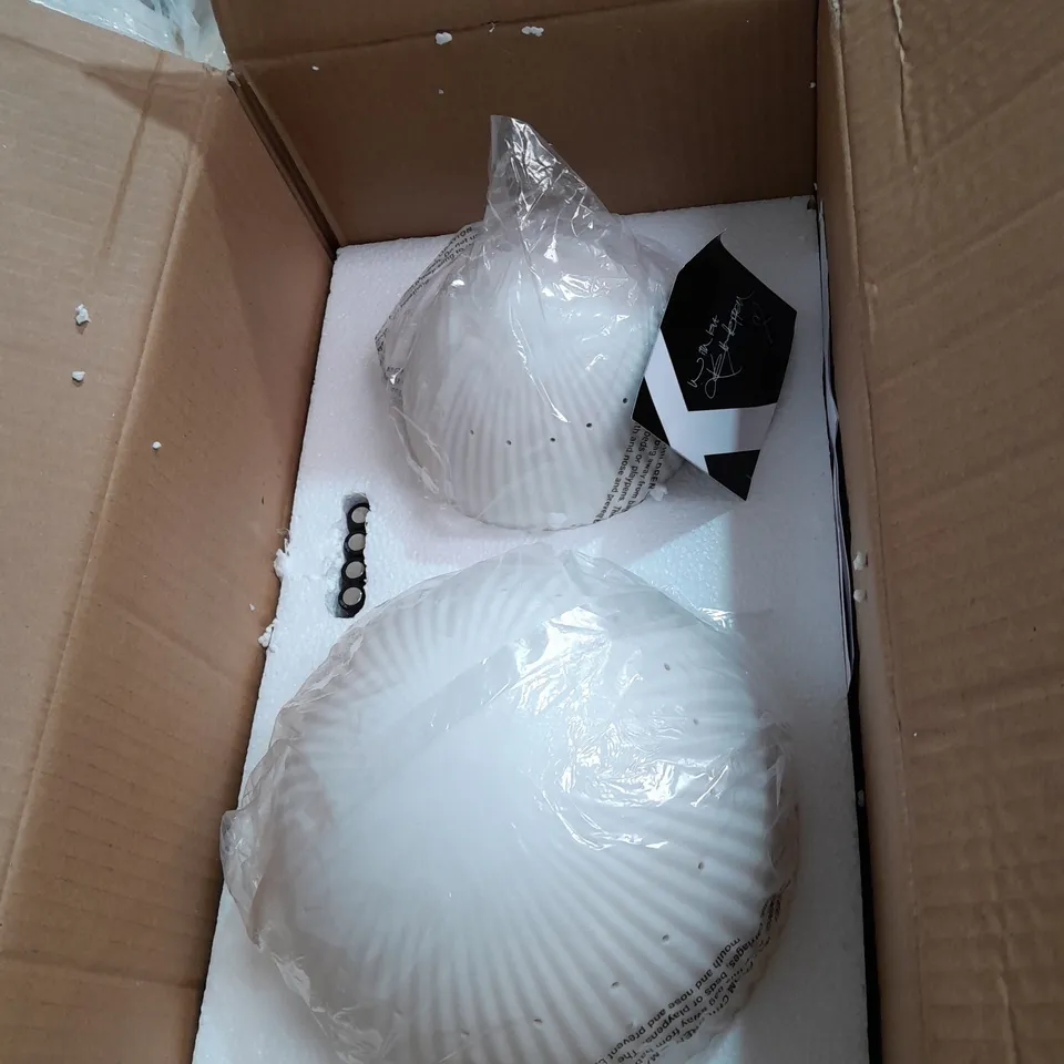 BOXED KELLY HOPPEN SET OF 2 LARGE CERAMIC LIGHT UP ORNAMENTS