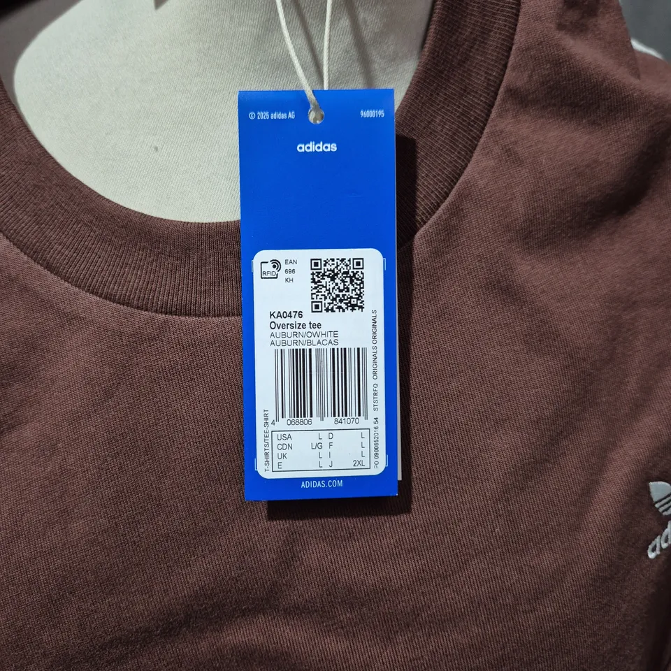 ADIDAS OVERSIZE TEE – AUBURN/BROWN, UK L (US L)