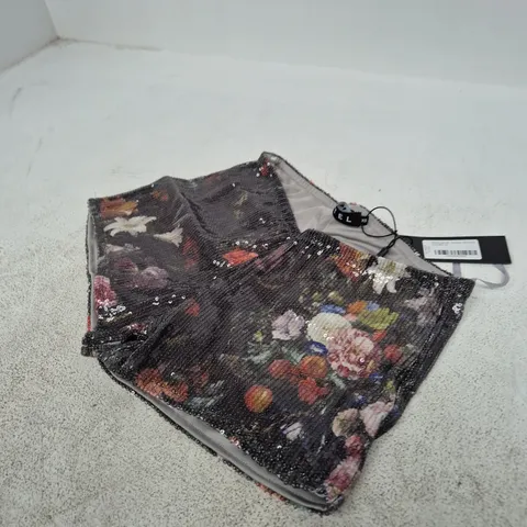 MOTEL ERNA SHORT SEQUIN VINTAGE FLOWER DRESS – UK 6 (XS)