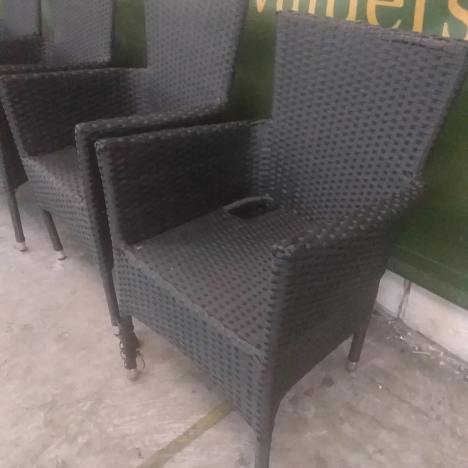 X4 RATTAN EFFECT GARDEN CHAIRS BLACK